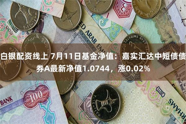 白银配资线上 7月11日基金净值：嘉实汇达中短债债券A最新净值1.0744，涨0.02%