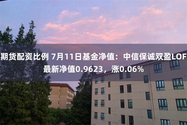 期货配资比例 7月11日基金净值：中信保诚双盈LOF最新净值0.9623，涨0.06%