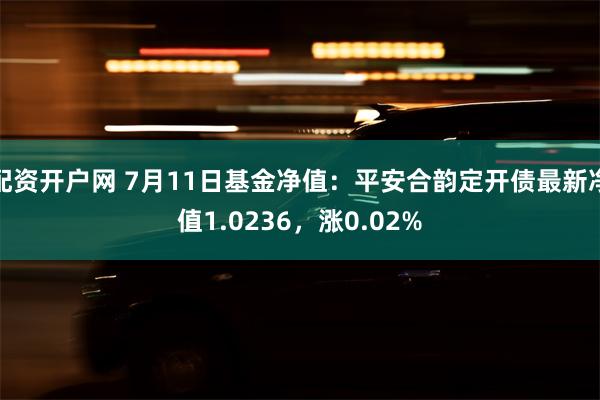 配资开户网 7月11日基金净值：平安合韵定开债最新净值1.0236，涨0.02%