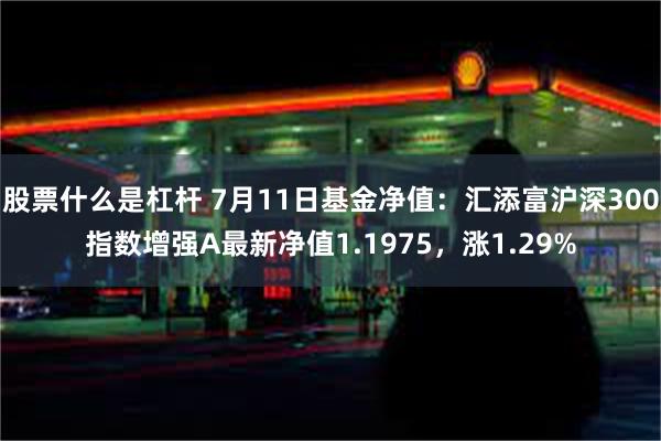 股票什么是杠杆 7月11日基金净值：汇添富沪深300指数增强A最新净值1.1975，涨1.29%