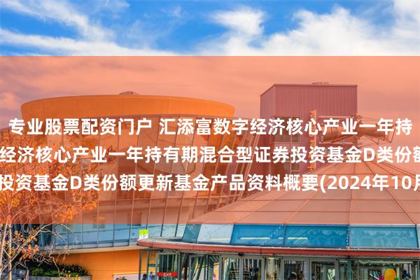 专业股票配资门户 汇添富数字经济核心产业一年持有期混合D: 汇添富数字经济核心产业一年持有期混合型证券投资基金D类份额更新基金产品资料概要(2024年10月18日更新)